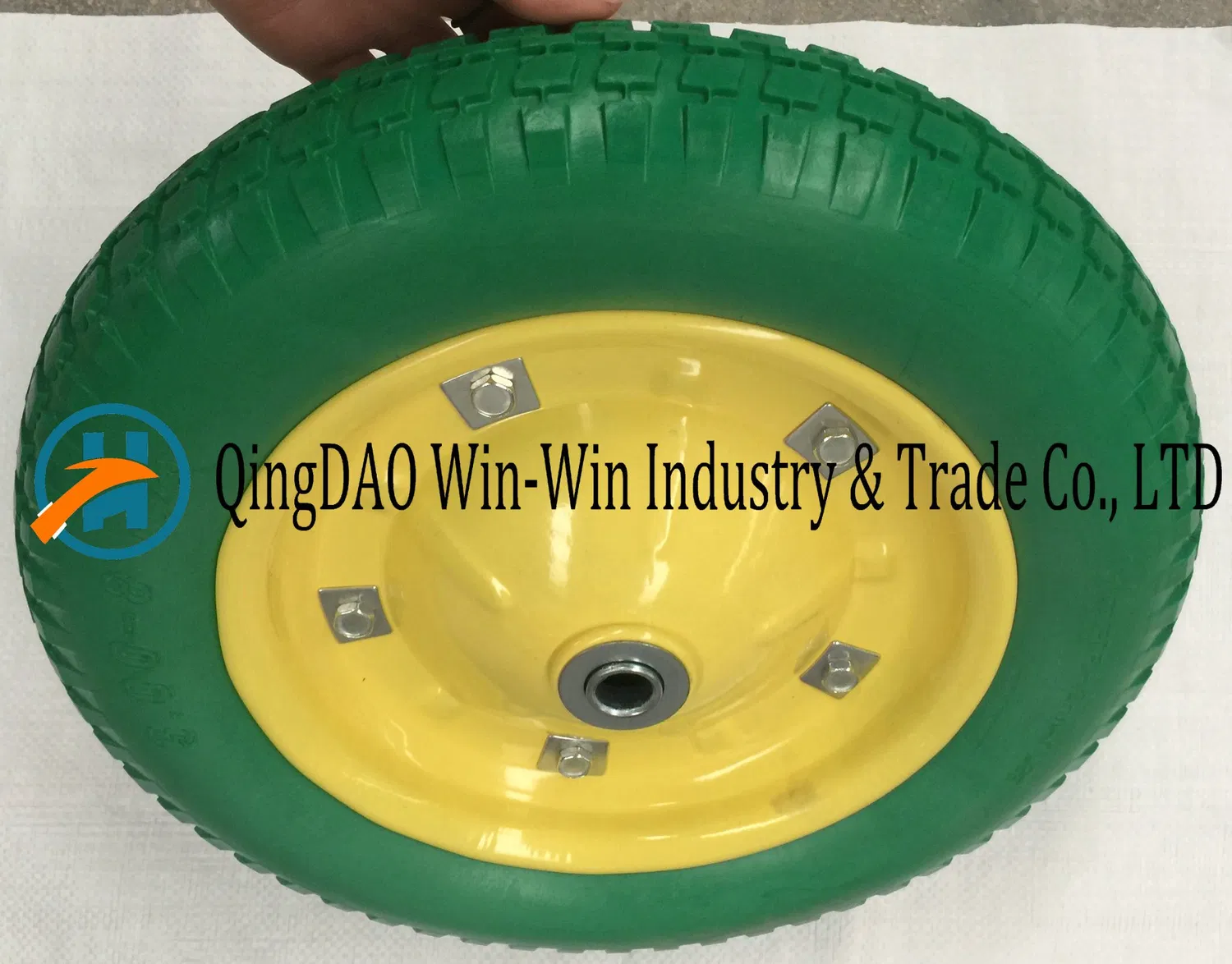 Плоские свободные полиуретановые колеса для тачек с цветными спицами (3,00)